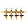 CO2 Manifold - 4-Way With Barb Shutoffs & Check Valves - Brass