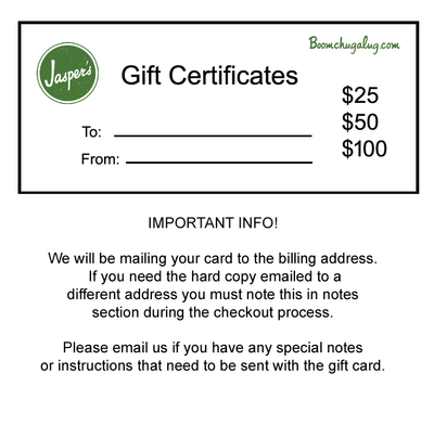 Gift Card - Digital + Hard Copy             (Free Shipping)